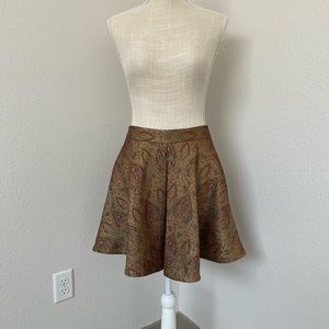 Express Golden Jacquard Skater/Circle Flare Skirt, Size 4
